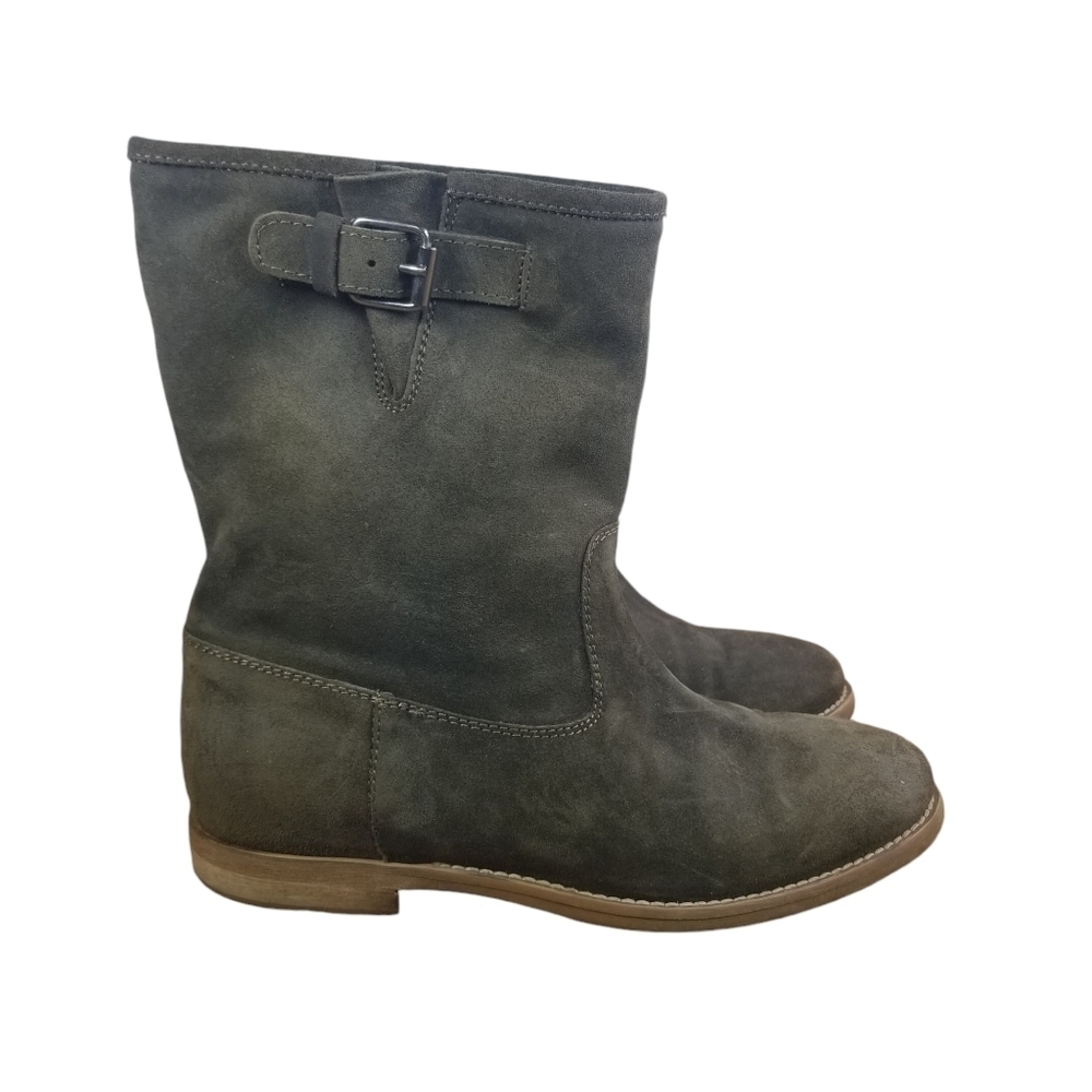 J. CREW Langston khaki suede mid calf boots